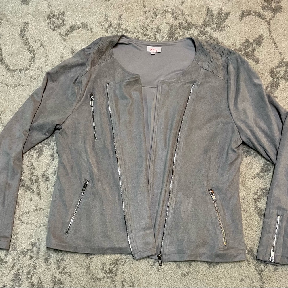Pixley gray zipper moto jacket, size XL, excellent condition